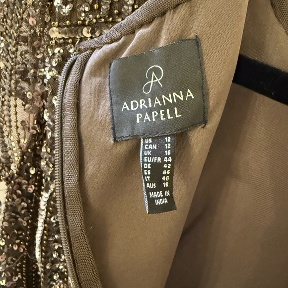 Adrianna Papell Brown Gold Sequin Sheath Dress - Picture 10 of 12